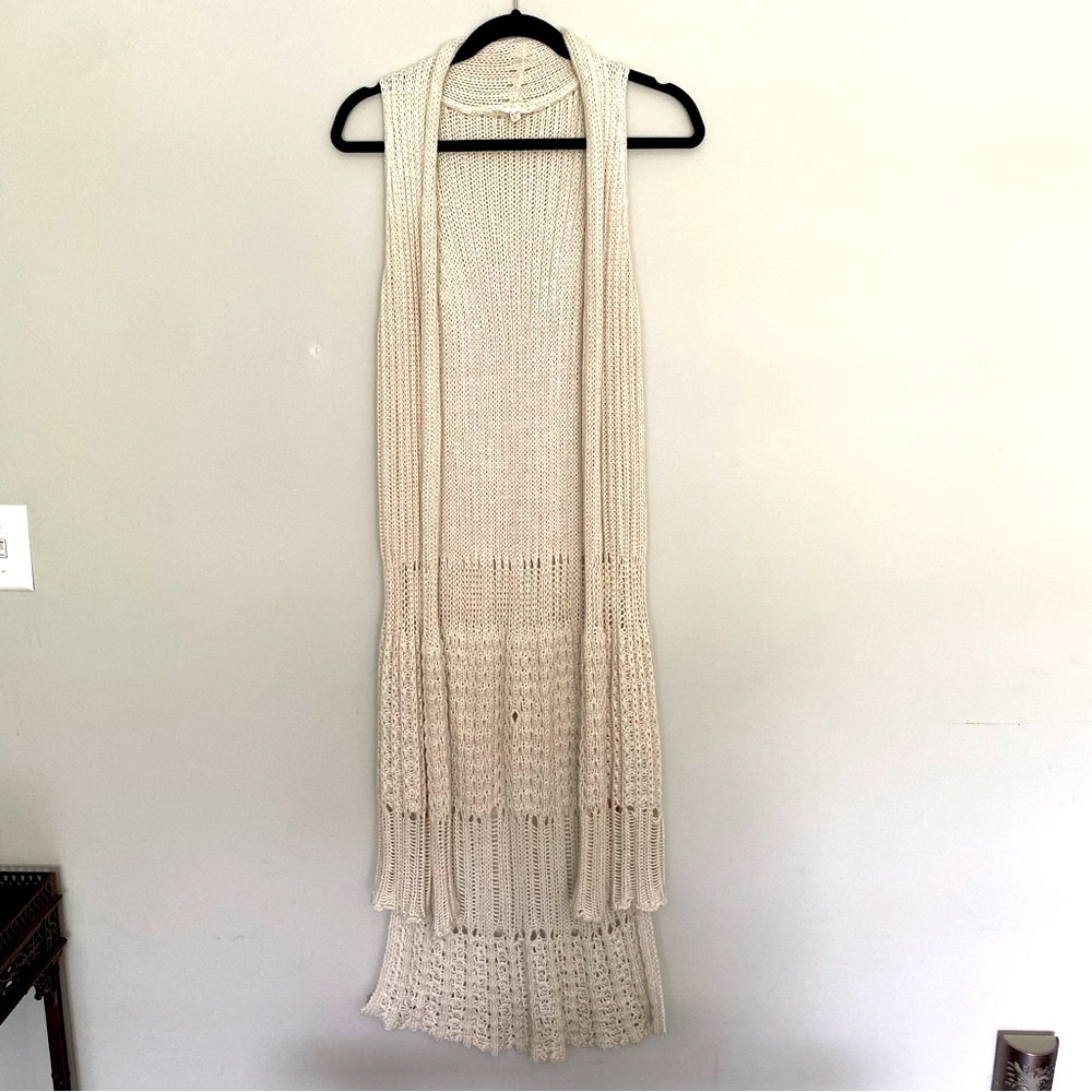 Hem & Thread Crochet Duster Cardigan Boho Coastal Beach Witchy Granola Size M